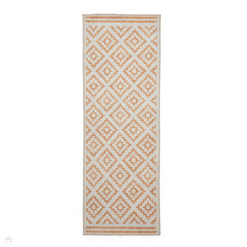 Washable Coral H1058 Modern Distressed Geometric Diamond Textured Recycled Lightweight Printed Polyester Flatweave Yellow Runner-Think Rugs-Rug Love - The Most Loved Rug Store